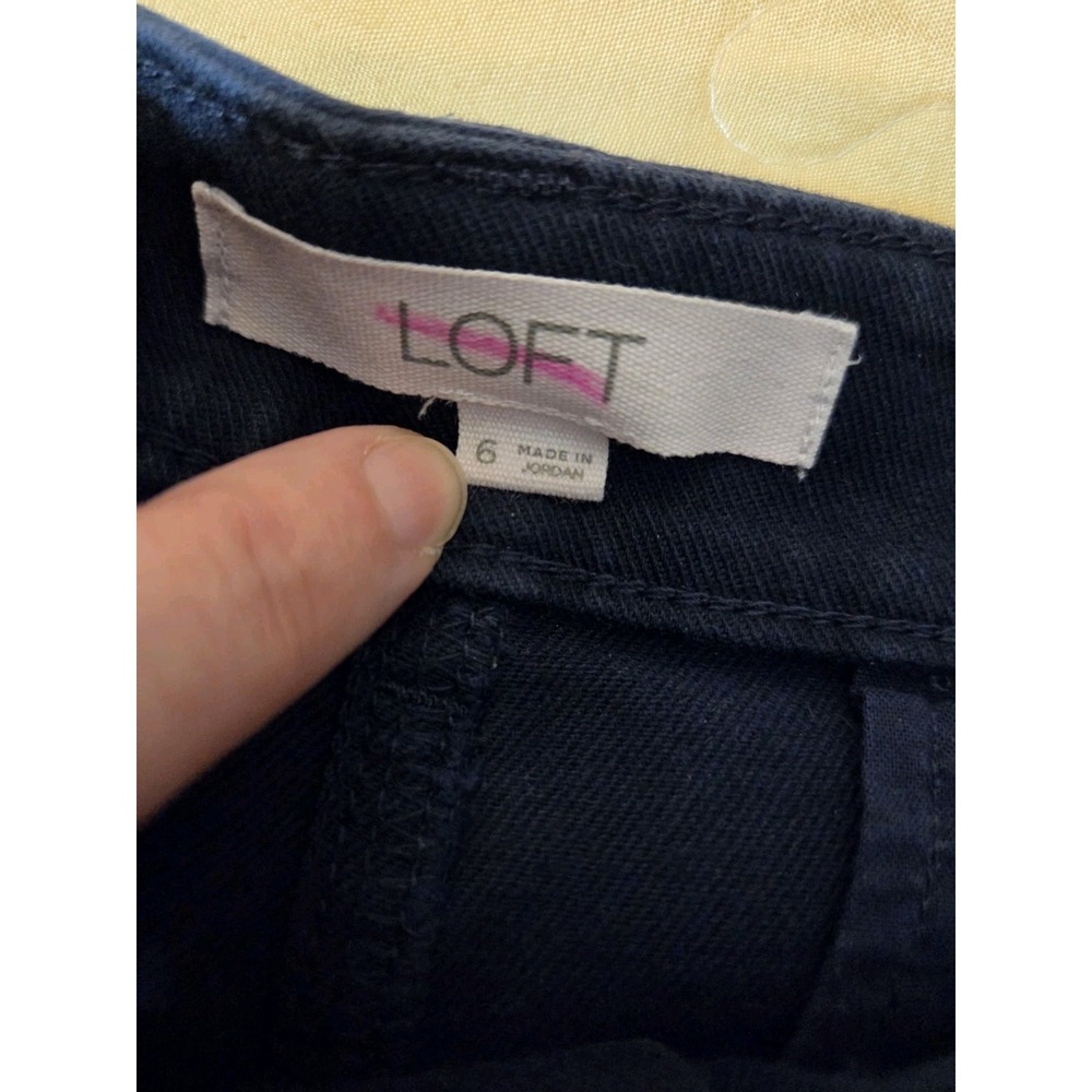 LOFT Palmer Wide Leg High Rise Pants W Patch Pockets Navy Blue 6 (30x31.5) - Picture 8 of 9
